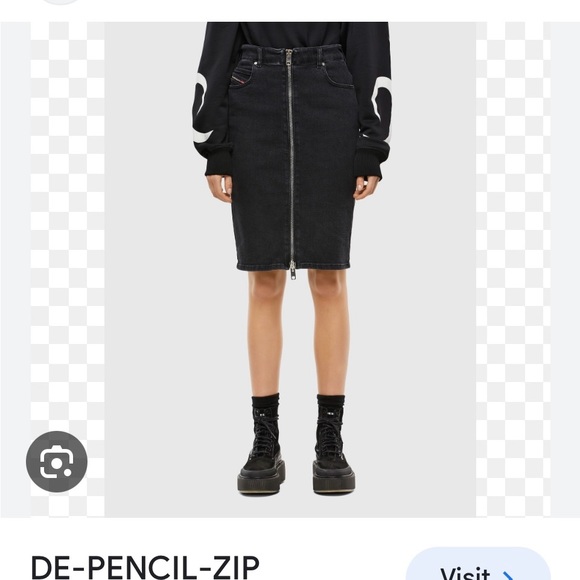 DIESEL-size 27- black denim midi pencil skirt with zipper. - Picture 7 of 10
